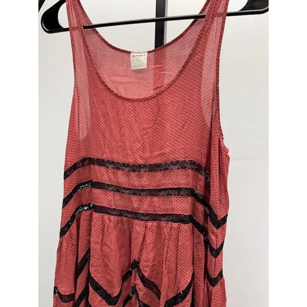 Free People Intimately Voile Lace Trapeze Slip Red Combo